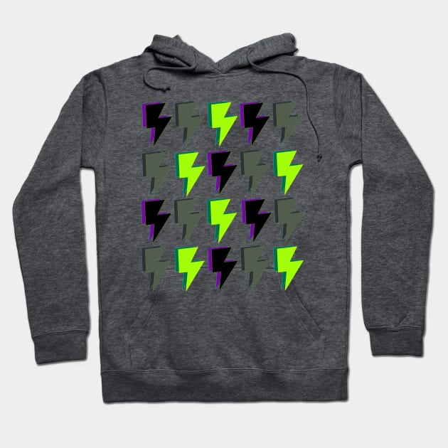 Lightning Bolts in Green, Purple and Black Hoodie by OneThreeSix